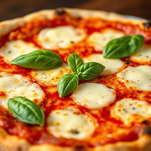A classic Margherita pizza with fresh basil and melted mozzarella at 'The Pizza Parlor'.