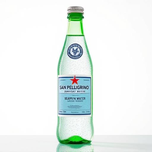 Bottle of San Pellegrino sparkling natural mineral water.