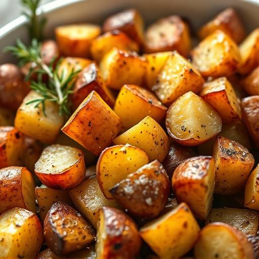 Roasted potatoes seasoned with rosemary and sea salt.